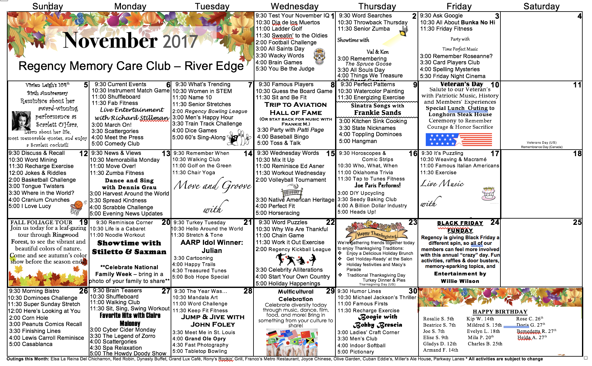River Edge November Events