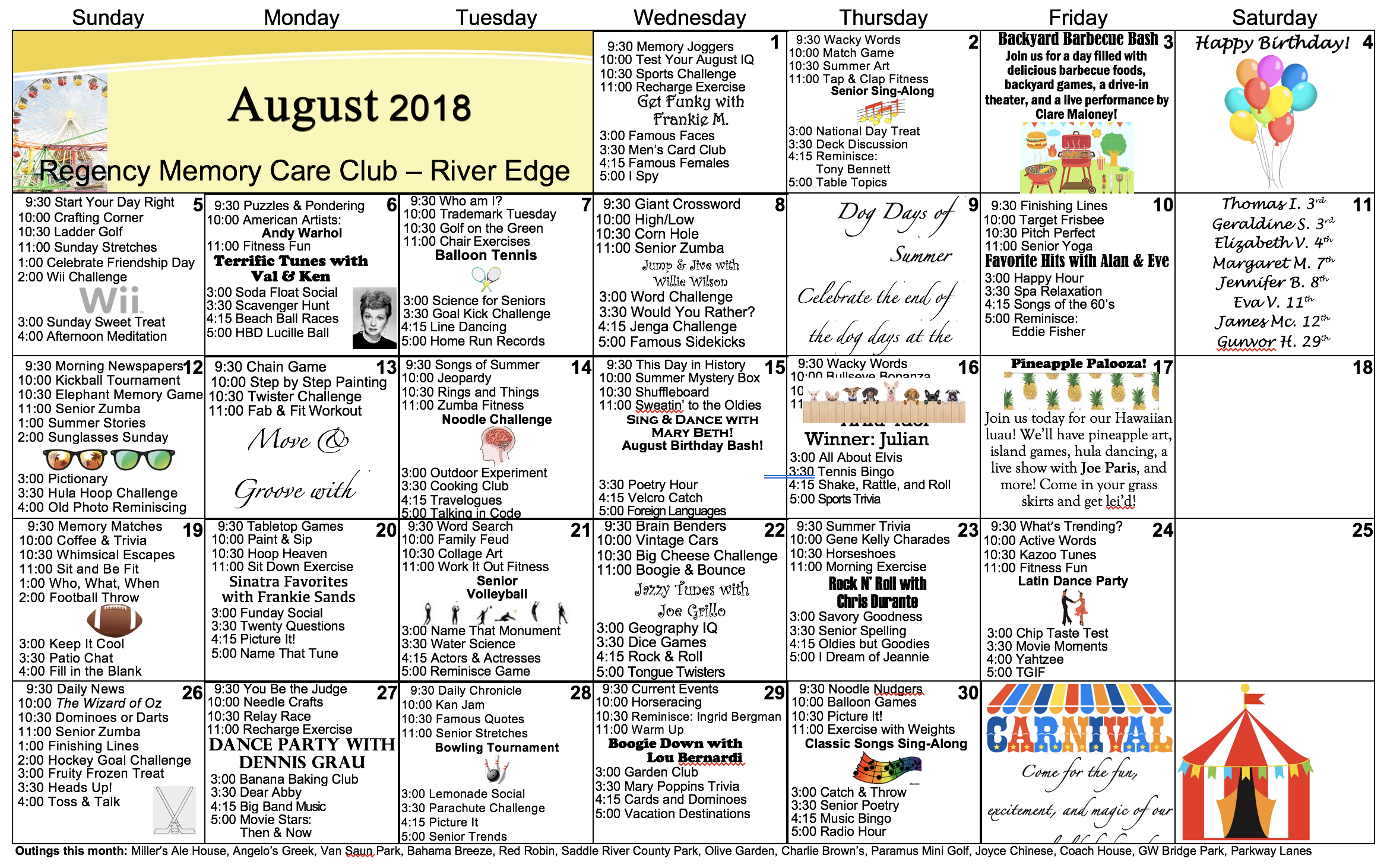 River Edge August Events