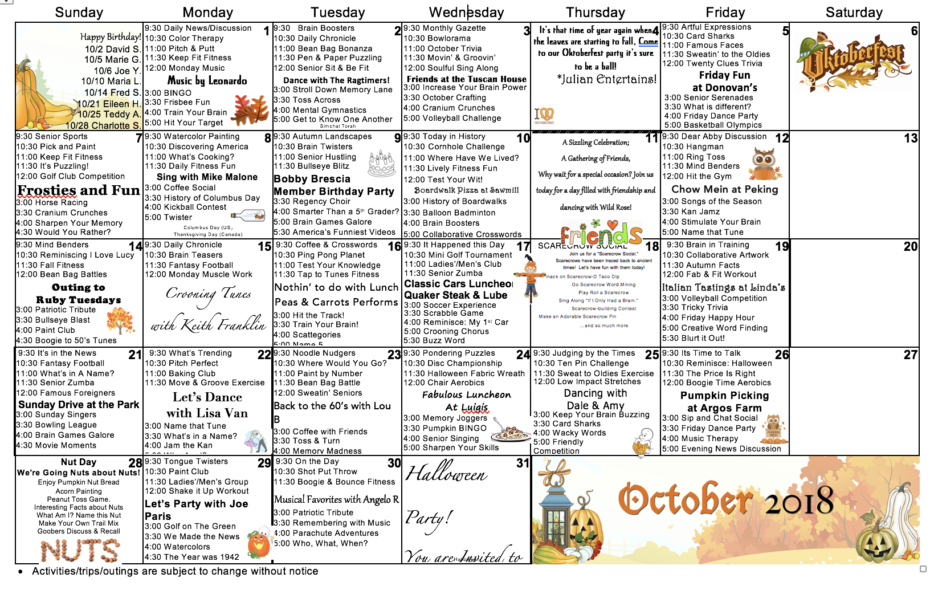 Toms River September Events Regency Memory Care