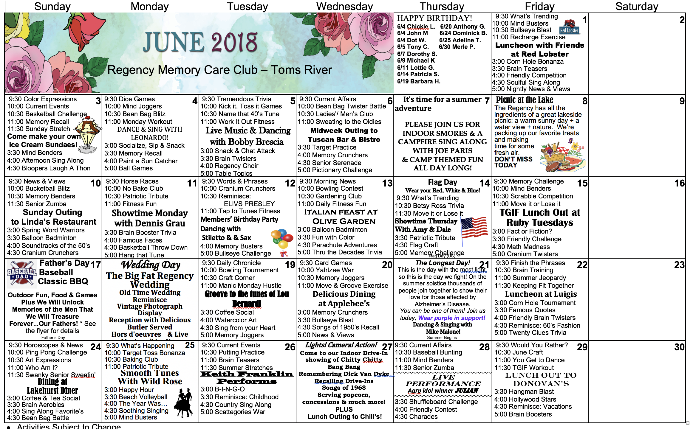Toms River Events Regency Memory Care