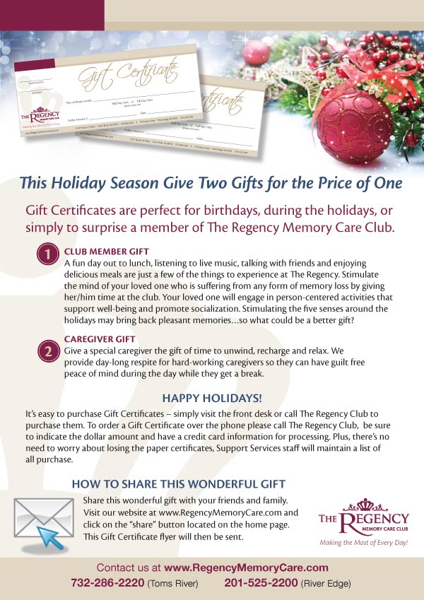 Give the Gift of Regency Memory Care