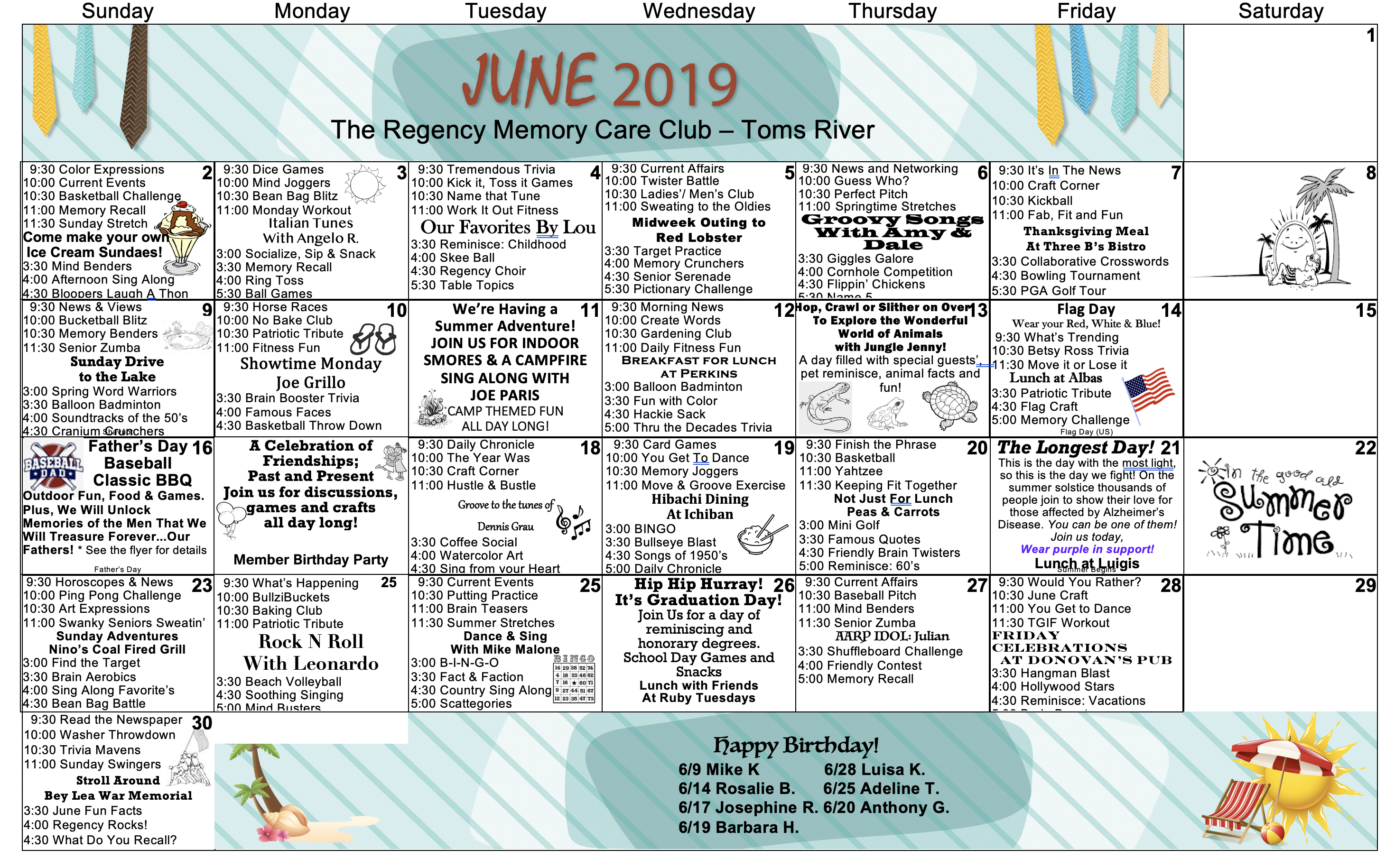 Calendar of Events Regency Memory Care December 2016