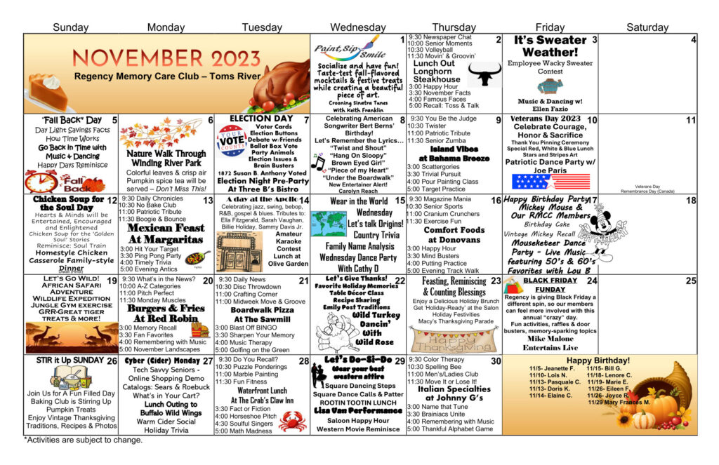 Toms River Memory Care Events 2023