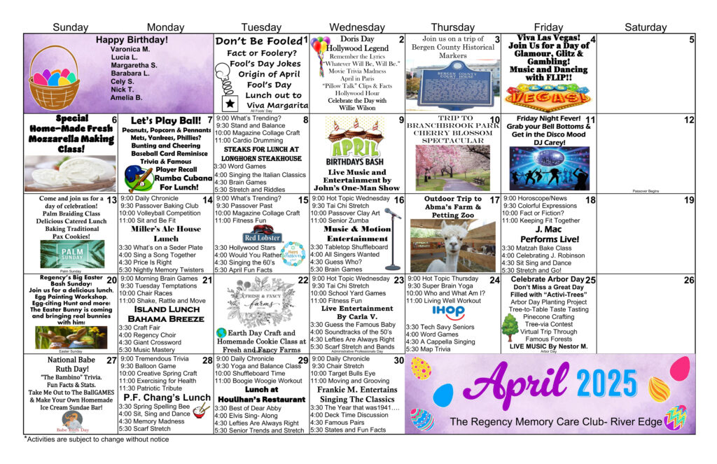 River Edge NJ Memory Care Events 2025