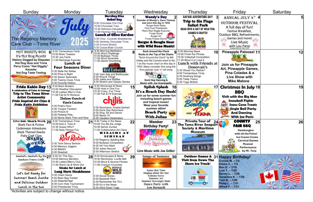Toms River Memory Care Events 2025