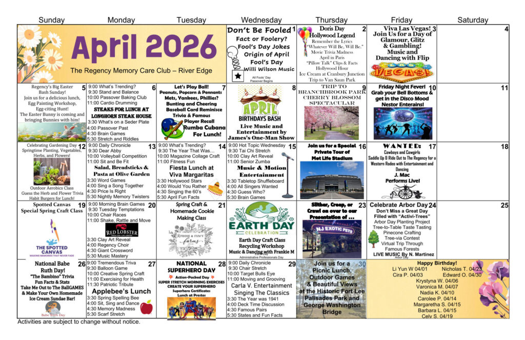 River Edge NJ Memory Care Events 2026